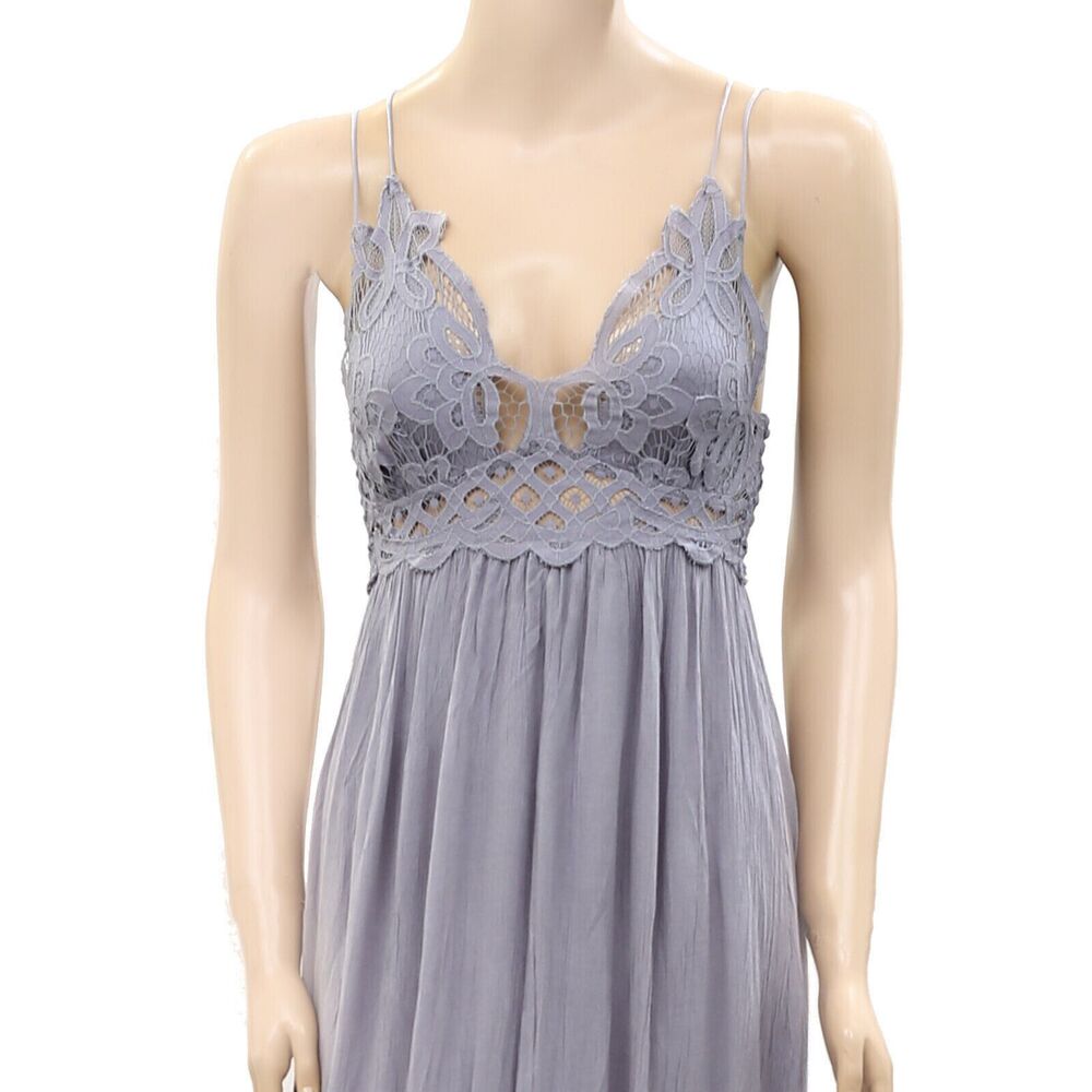 Free People FP One "Adella" Slip Crochet Lace Long Maxi Dress Smocked XS 288295 - Picture 6 of 8